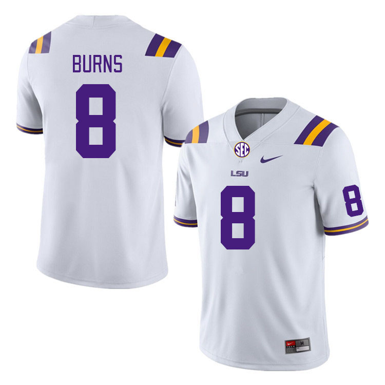 Men #8 Major Burns LSU Tigers College Football Jerseys Stitched Sale-White